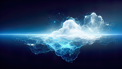 futuristic ice berg with digital network connections