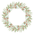 christmas wreath isolated on white Watercolor wreath with metallic for christmas banner.