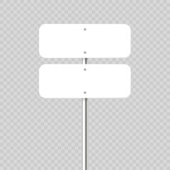 Wall Mural - road, traffic sign. highway signboard on a chrome metal pole. blank white board with place for text.