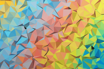 Poster - Abstract Low Poly Gradient Color Triangles Background Texture. 3d Rendering