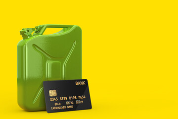 Aufkleber - Green Metal Jerrycan and Black Plastic Golden Credit Card with Chip. 3d Rendering