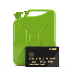 Aufkleber - Green Metal Jerrycan and Black Plastic Golden Credit Card with Chip. 3d Rendering