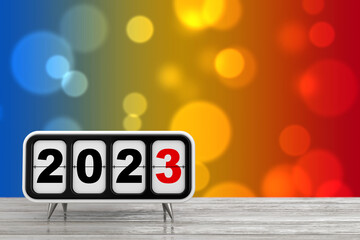 Aufkleber - Retro Flip Clock with 2023 New Year Sign. 3d Rendering