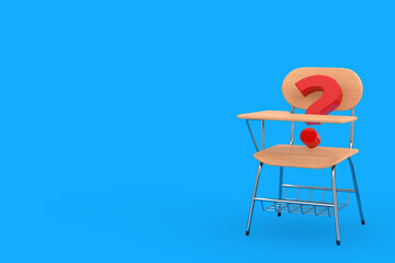 Aufkleber - Red Question Mark and Wooden Lecture School or College Desk Table with Chair. 3d Rendering