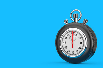 Poster - Speed Concept. Analog Stopwatch Framed Rubber Wheel Tires. 3d Rendering
