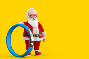 Aufkleber - Cartoon Cheerful Santa Claus Granpa with Blue Fitness Tracker. 3d Rendering