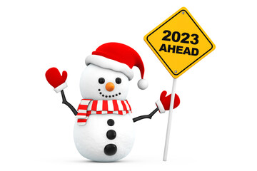 Aufkleber - Snowman with 2023 New Year Ahead Sign. 3d Rendering