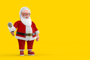 Aufkleber -  Cartoon Cheerful Santa Claus Granpa with Modern Chrome Microphone. 3d Rendering