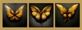 Fototapeta Londyn - collection of fantastic golden butterfly on messy texture background