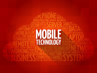 Wall Mural - Mobile Technology is the technology used for cellular communication, word cloud concept background