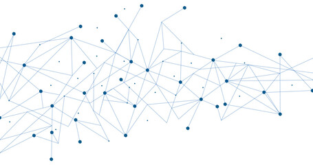 Wall Mural - blue network. abstract connection on white background. network technology background with dots and l