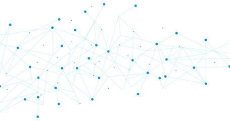 Wall Mural - blue network. abstract connection on white background. network technology background with dots and l