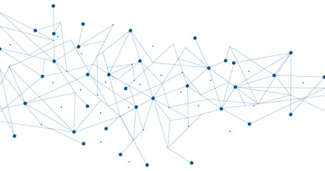 Wall Mural - blue network. abstract connection on white background. network technology background with dots and l
