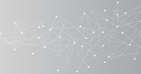 Wall Mural - white network. abstract connection on gray background. network technology background with dots and l
