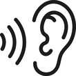 Human ear listening icon in outline style.