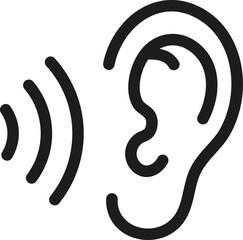 Fotobehang - Human ear listening icon in outline style.