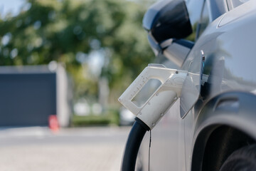 electric car charging in the station