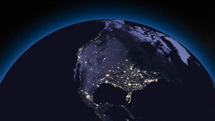 Wall Mural - Earth globe by night focused on USA and Canada