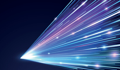 Wall Mural - blue light speed lane with moving lines and light effect. high-speed wireless data transmission of t