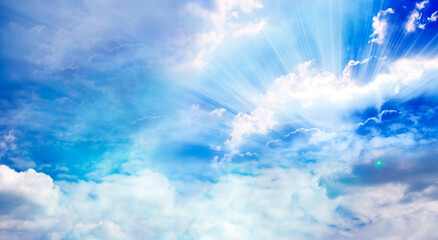 Wall Mural - mystic mystical angelic divine sky with rays of light and clouds like angelic spiritual and relgious