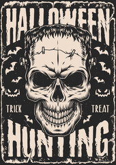 Poster - Halloween hunting poster vintage monochrome