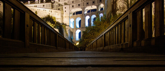 Sticker - night view to Cesky Krumlov castle - Czech republic