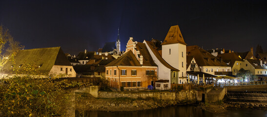 Poster - night view to Cesky Krumlov castle - Czech republic