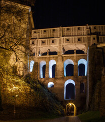 Canvas Print - night view to Cesky Krumlov castle - Czech republic