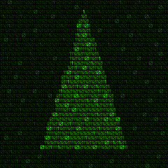 Digital christmas tree with binary code. Christmas tree. Vector illustration