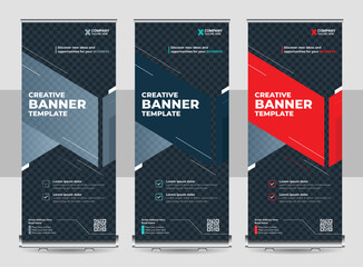 Wall Mural - Business Roll up banner, Corporate promotional stand roll-up layout, pull-up standee abstract geometric banner template