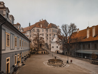 Canvas Print - View of the old town of Cesky Krumlov from the observation deck. Czech Krumlov, Czech Republic.