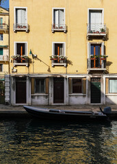 Colorful architectural detail of building in Venice, Italy