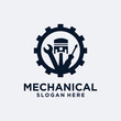 © kingmakerz - Engine repair mechanic logo, service, maintenance, automotive and motorcycle repair shop logos