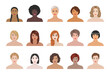 A set of portraits of girls of various nationalities and skin colors.The faces of women with different hair.Vector illustration in cartoon style.