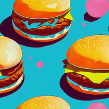 Seamless Texture  Pattern With Colorful Hamburger