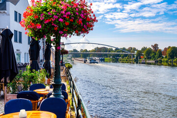 Wall Mural - View over the Maas to the High Bridge in Maastricht, Netherlands