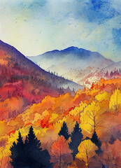 Wall Mural - sunset in the mountains