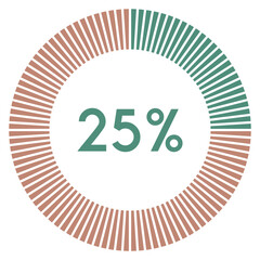 25 percent,circle shape percentage diagram symbol,transparent background.