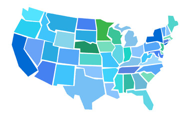 Colorful United States Geo Map	