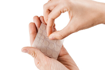 acne patches for treatment of pimple and rosacea close-up. facial rejuvenation cleansing cosmetology