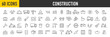 © iiierlok_xolms - Set of 60 Construction web icons in line style. Building, engineer, business, road, repair tools, equipment, helmet, crane, builder, industry collection. Vector illustration.