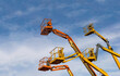 © Hans Malm - building cranes and elevators for building construction against blue sky