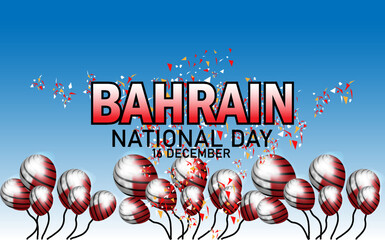 Wall Mural - illustration for Bahrain national day celebration. National day vector with Bahrain flag balloon, Bahrain National Day