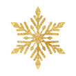 Gold glitter texture snowflake isolated on white background. Vector illustration.