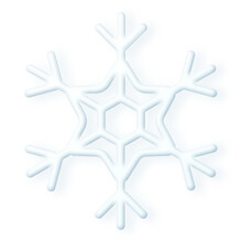 Big 3D White Snowflake Isolated On Transparent Background. Cute Winter Weather Realistic Icon. Holiday, New Year And Christmas Design Elements.