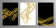 Modern gold starburst vector background set. Many stardust spangles Noel decoration confetti. Cartoon star burst patterns. Spangle elements explosion. Wave shapes gold confetti backgrounds collection