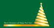 Weihnachtsbaum, Tannenbaum, Christbaum aus Schleife in grün gold,
Weihnachtskarte mit Wünsche in englisch,
Vektor Illustration isoliert auf weißem Hintergrund
