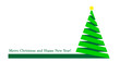 Weihnachtsbaum, Tannenbaum, Christbaum aus Schleife in grün,
Weihnachtskarte mit Wünsche in englisch,
Vektor Illustration isoliert auf weißem Hintergrund
