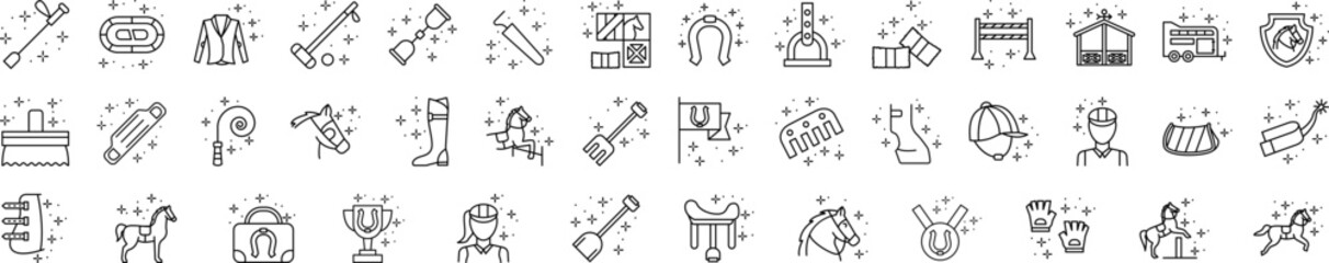 Horse riding icon collections vector design