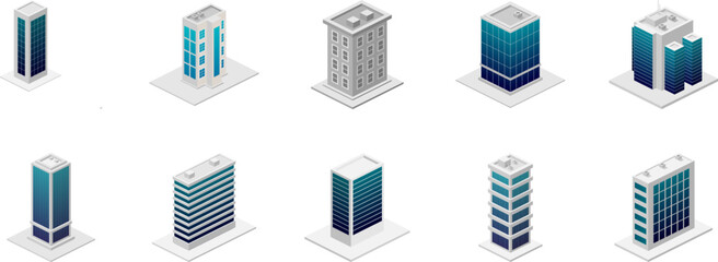 Wall Mural - Building isometric icon collections vector design